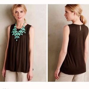Anthropologie Dolan Left Coast Smocked Swing Tank olive size Medium